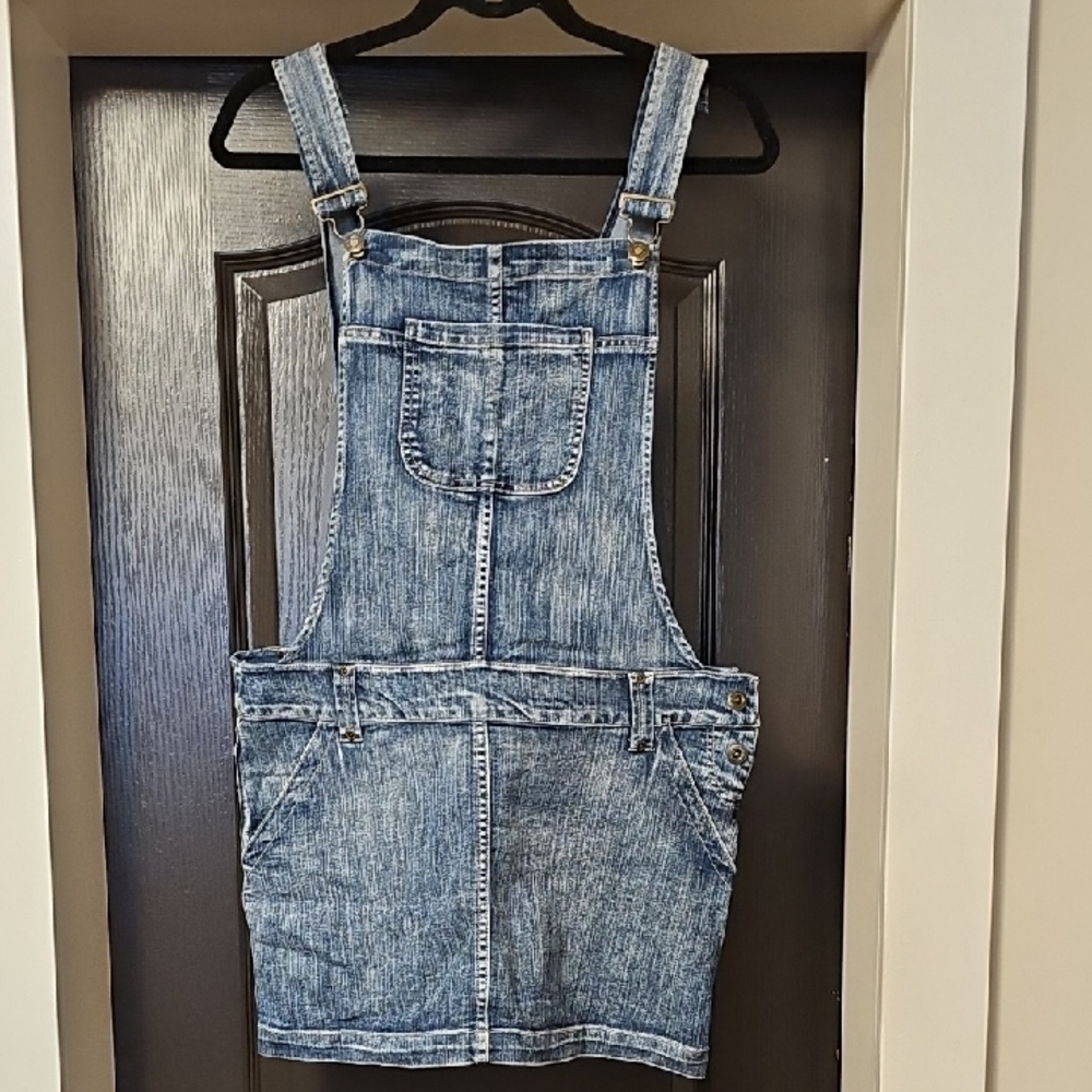 BLUENOTES Light  Blue Denim Wash Overall Dress